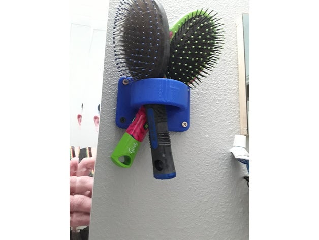 curling iron hairbrush wall mount holder bathroom accessories hook organizer hair dryer 3D print model - Mito3D