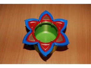 double flower iris box containers container irisbox mechanical mechanism 3d print model - Mito3D
