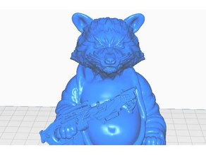 rocket racoon v2 buddha w rifle marvel collection sculptures bust guardiansofthegalaxy remix raccoon statue 3d print model - Mito3D