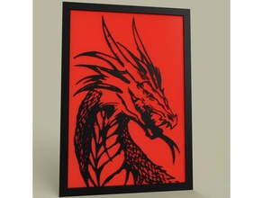 dragon's head 2d art 2dart wall dragon fantasy painting 3d print model - Mito3D