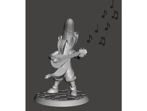 banana knight v16 - lute playing bard games 28mm 30mm 32mm dnd miniature figure frostgrave fugures guitar music musician warband wargame wargames wargaming 3d print model - Mito3D