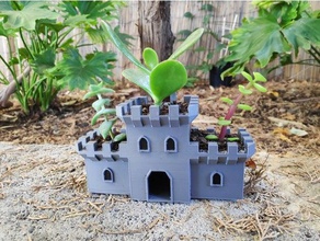 pianta succulenta castello pentola all'aperto e giardino medievale la fioriera piante piantare in vaso grasse 3d print model - Mito3D