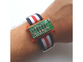 arduino bin r uhr bouclier binaire mini pro 168 de l'électronique armbanduhr binaires l'horloge cas fusion360challenge regarder wearablefusion 3d print model - Mito3D