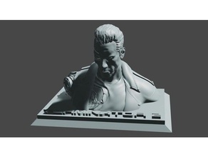 terminator 2 busto remixada do cyborg danificado esculpir escultura 3d print model - Mito3D