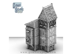örnek bölümü, sadece ahşap çerçeve 4 katlı ev binalar ve yapılar bina dungeons dragons fantezi frostgrave Ortaçağ pathfinder wargaming warhammer 3d print model - Mito3D