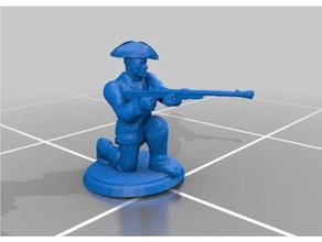 colonial rifleman - crouched firing toy & game accessories american revolution british empire civil war colonists dnd fpvmilitia george washington grant lee militia rifle minuteman minutemen minutes mtg musket pathfinder pawns total vagrant story 1812 3d print model - Mito3D