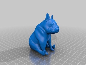 bulldog francese seduto pantaloni animali 3d print model - Mito3D