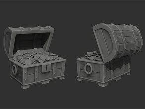 offene Schatztruhe - d&d-Miniatur Spielzeug & Spiele 28 54mm Brust Münze dnd Miniatur dungeon dungeons dragons gold loot mini der pathfinder tabletop tabletop-gaming Schatz Schatz-Brust 3d print model - Mito3D