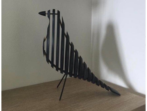 l'oiseau noir sculptures Art 3d art d'oiseaux merle de coupe tranches 3D print model - Mito3D