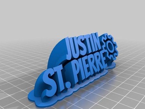 my customized sweeping 2-line name plate justin office 3d print model - Mito3D