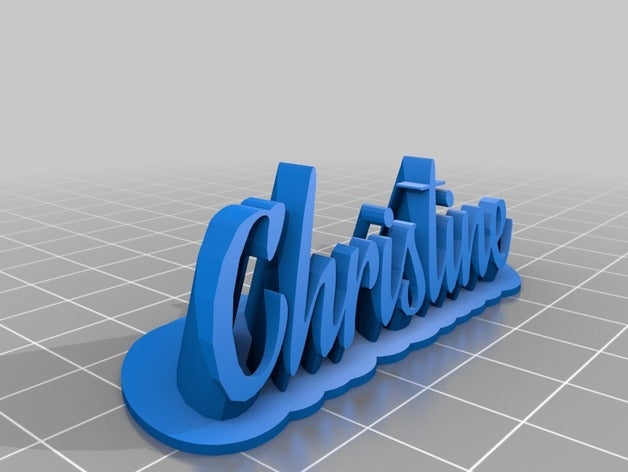 meine angepasste geschwungene 2-Zeile name plate christine office kundengebundene 3D print model - Mito3D