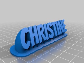 my customized sweeping 2-line name plate christine office 3d print model - Mito3D