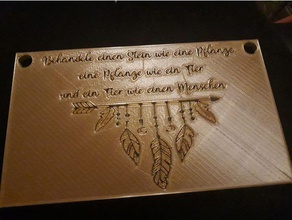 indianische weisheit schild 3d-drucken Pfeil boho design Feder indian label native american plaque sign 3d print model - Mito3D