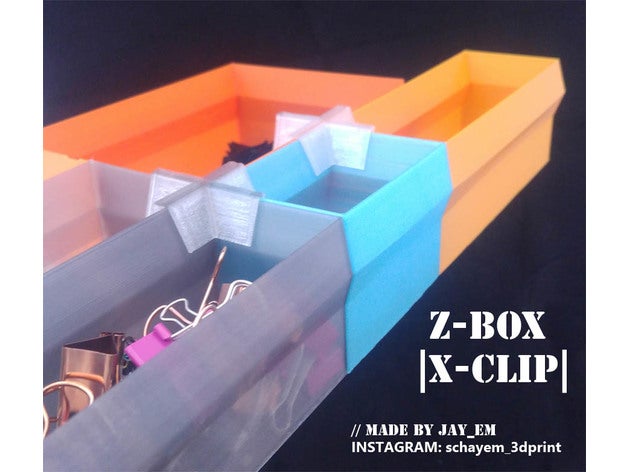 x-clip zbox storage system tool holders & boxes 3dprintable 3dprinting box design desk organizer easy print instagram organization schayem 3dprint toolbox xclip 3D print model - Mito3D