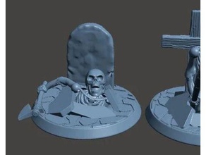 28mm undead skeleton warrior - climbing out grave 1 games collection dnd miniature fantasy mini miniatures necromancer skeletons skull squad wargame wargames wargaming 3d print model - Mito3D
