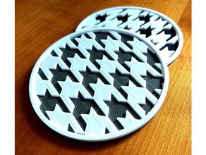 houndstooth coaster decor beverage drink dual color filament swapping pattern two 3d print model - Mito3D