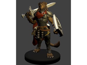 lion tabaxi paladin miniature toy & game accessories 3dprintable dungeons dragons tabletop 3d print model - Mito3D