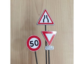 panneaux señalización de la carretera coche ranura 1 32 escala juguetes y accesorios juego decoración diorama 3d print model - Mito3D