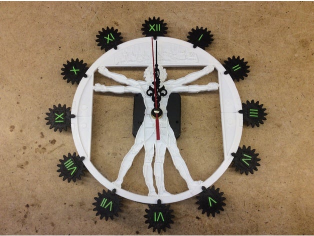 reloj de leonardo da vinci decoración tiempo la pared 3D print model - Mito3D