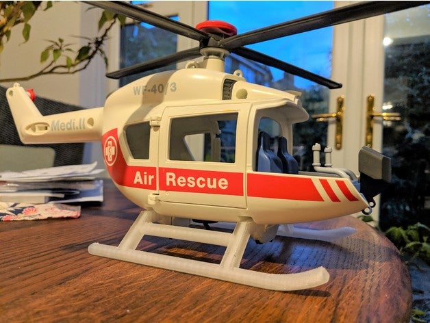 playmobil air rescue replacement skids toy & game accessories helicopter 3D print model - Mito3D