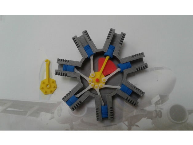 7 cylinder radial engine optimised main rod engineering mechanical toy mechanism 3D print model - Mito3D