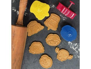 harry potter cookie cutter set kitchen & dining cookiecutter harrypotter hermione ron ronweasley 3d print model - Mito3D