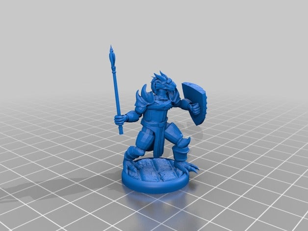 dragonborn fighter games 28mm dnd miniature dungeons dragons 3D print model - Mito3D