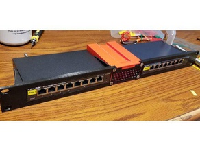 modular 1u relay rack mount tp-link tl-sg108 netgear gs308 8 port switches step file electronics ethernet gigabit network stp switch 3d print model - Mito3D