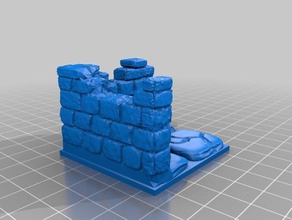 ruins wall corner 2x2 b1 openforge 20 compatible toys & games dungeons dragons pathfinder tabletop 3d print model - Mito3D