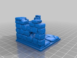 ruins wall corner 2x2 b2 openforge 20 compatible toys & games dungeons dragons pathfinder tabletop 3d print model - Mito3D