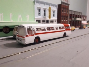 nuevo look de autobuses - ho escala vehículos el autobús la ciudad pecera gmc mira modelo lado plateado tren tránsito vintage 3d print model - Mito3D