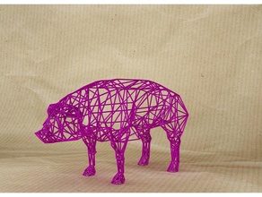 cerdo líneas decoración animal de la montaje en pared 3d print model - Mito3D