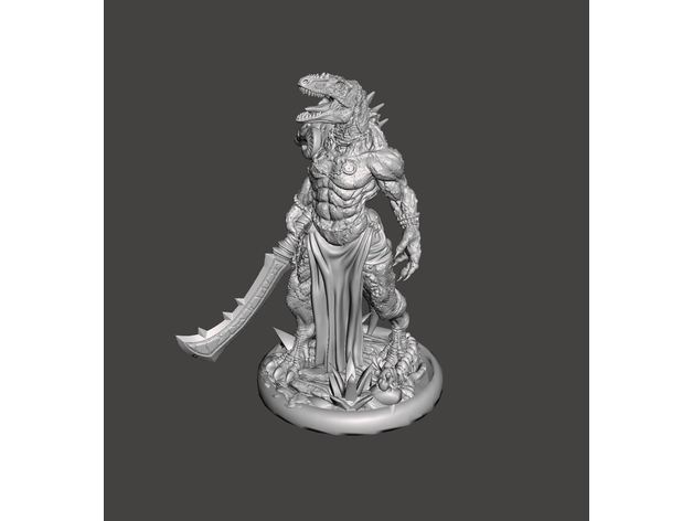 lizardfolk barbarian toy & game accessories 3D print model - Mito3D