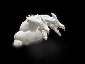 two headed dragon bust creatures dragonborn fire head monster 3d print model - Mito3D