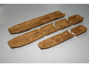 28mm scale log canoe - sections openlock toy & game accessories boat dnd miniature dungeons dragons pathfinder rpg tabletop gaming 3d print model - Mito3D