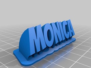 monica placa com o nome de texto office personalizado 3d print model - Mito3D