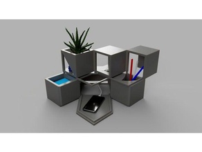 cube-rt rotating tower desk organizer office desktop fusion360challenge organizedfusion 3d print model - Mito3D