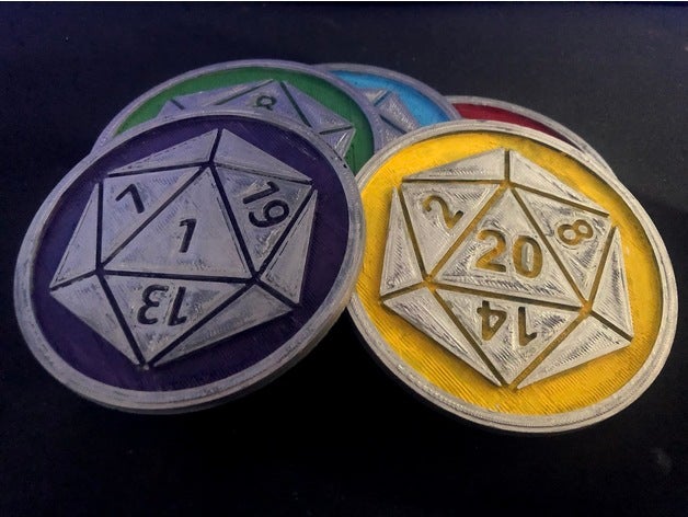 dnd d20 coaster giochi drink dungeons dragons da tavolo 3D print model - Mito3D