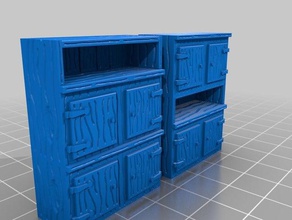two wooden cabinets 28 mm 3d printing 28mm 28mmscale furniture miniature model tabletop terrain wargame wargaming 3d print model - Mito3D