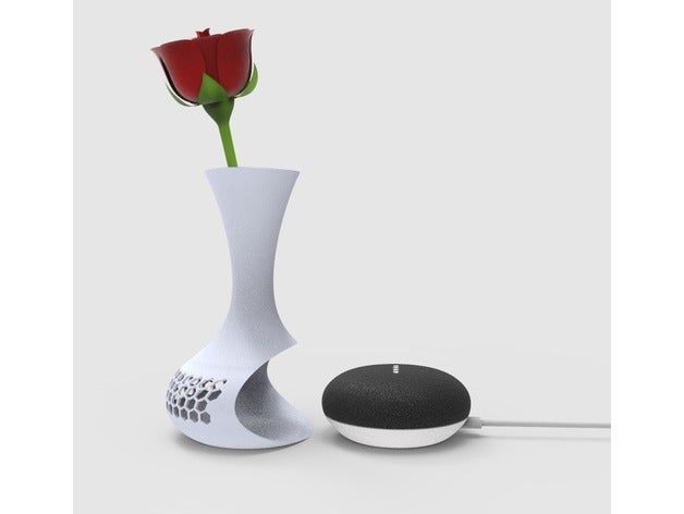 google home mini vase case gadgets flower assistant 3D print model - Mito3D