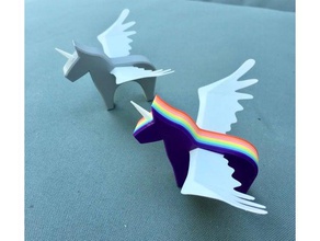 winged unicorn creatures fantasy pegasus simple wings 3d print model - Mito3D