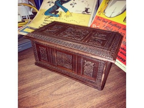 antica scatola di legno intagliato i contenitori antiquariato box la scultura contenitore stoccaggio 3d print model - Mito3D
