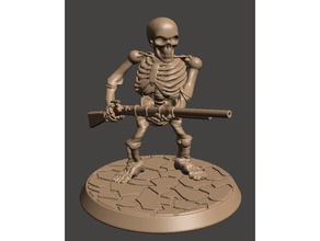 28mm dwarf skeleton warrior musket games 30mm 32mm character dnd miniature fantasy frostgrave rifle shooter skull wargame wargames wargaming 3d print model - Mito3D