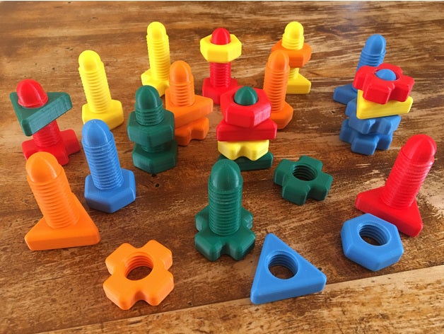 Schrauben-Muttern-Spielzeuge - jouets vis et crous 3d-Drucker Teile boulon Nüsse Schrauben Spielzeug 3D print model - Mito3D