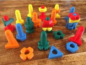 tornillos tuercas de juguetes - jouets vis et crous Impresora 3d las piezas boulon los frutos secos juguete 3d print model - Mito3D