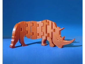 flexi rhino animali animale articulado articolato flessibile giocattolo 3d print model - Mito3D