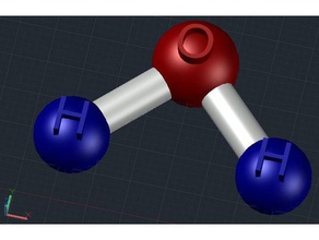 h2o molekülü 3d baskı kimya bilim 3d print model - Mito3D