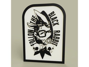 alice wonderland - folow black rabbit 2d art follow fun funny lol white board 3d print model - Mito3D