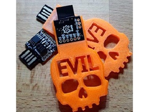 digispark badusb diy evil skull usb case holder 3d print model - Mito3D