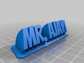 2 özelleştirilmiş süpürme benim-hat adı plaka metin Bay ajayi mor ofis 3d print model - Mito3D